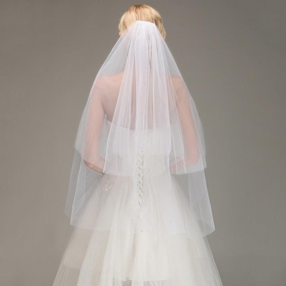 Two Layers Tulle Bridal With Comb Wedding Veils | Bridelily - wedding veils