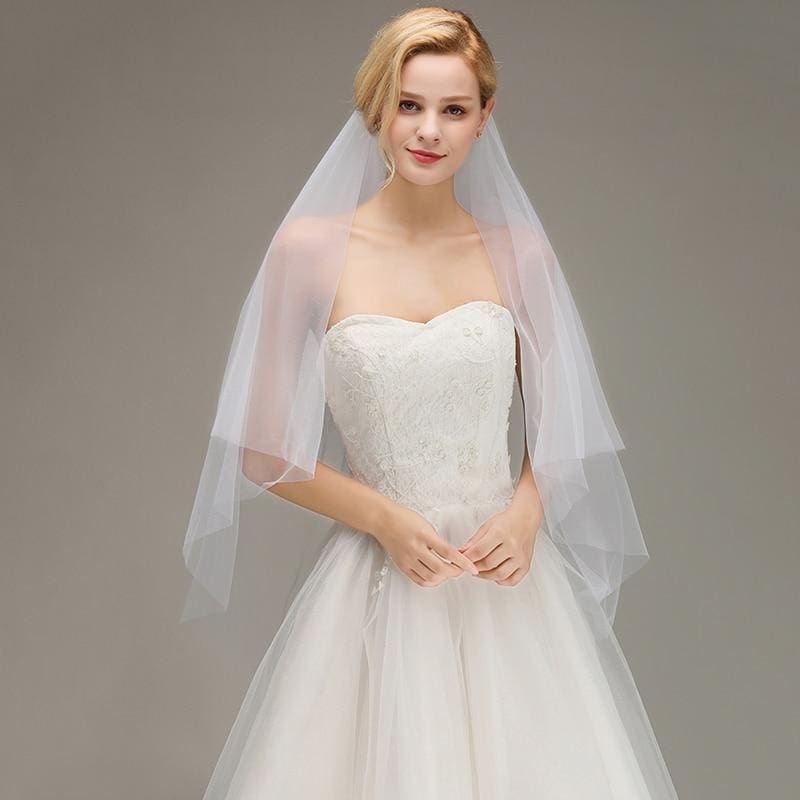 Two Layers Tulle Bridal With Comb Wedding Veils | Bridelily - wedding veils