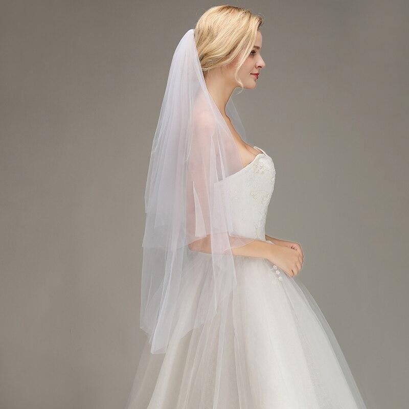 Two Layers Tulle Bridal With Comb Wedding Veils | Bridelily - wedding veils