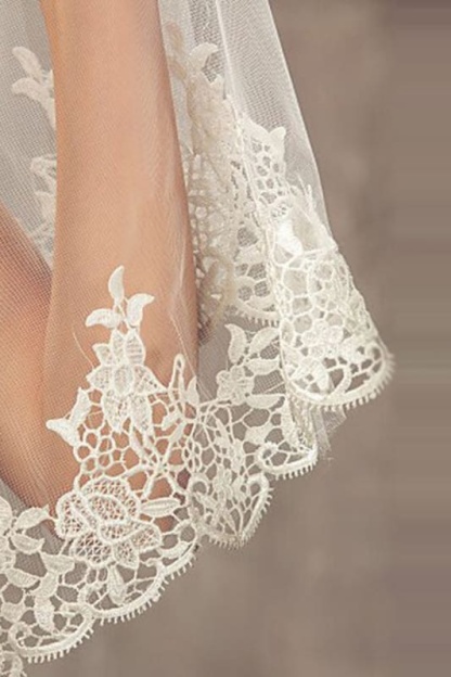 White Ivory Wedding Veils Lace Edge Cathedral Length Wedding Bridal Veil with Comb - wedding veils