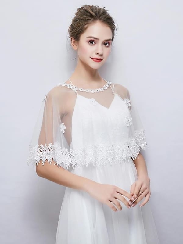 White Petal Princess Appliques Wedding Wraps | Bridelily - wedding wraps