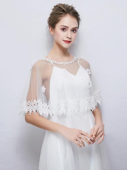 White Petal Princess Appliques Wedding Wraps | Bridelily - wedding wraps
