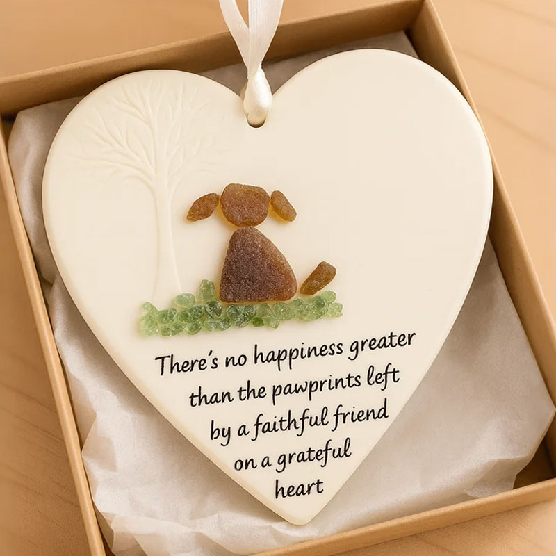 Faithful Friend Heart Ornament – Sea Glass Dog Keepsake