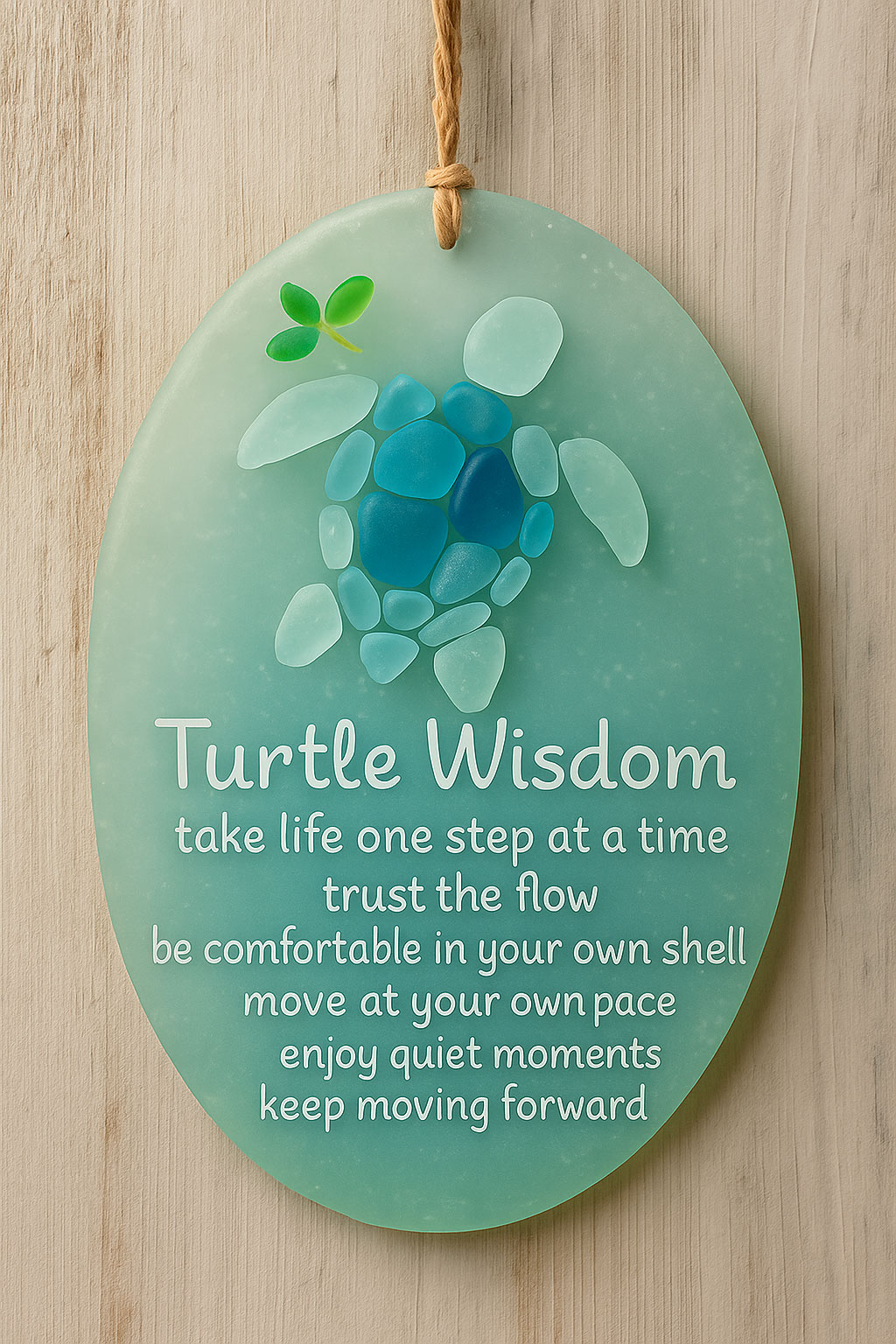 Turtle Wisdom Sea Glass Hanging Ornament