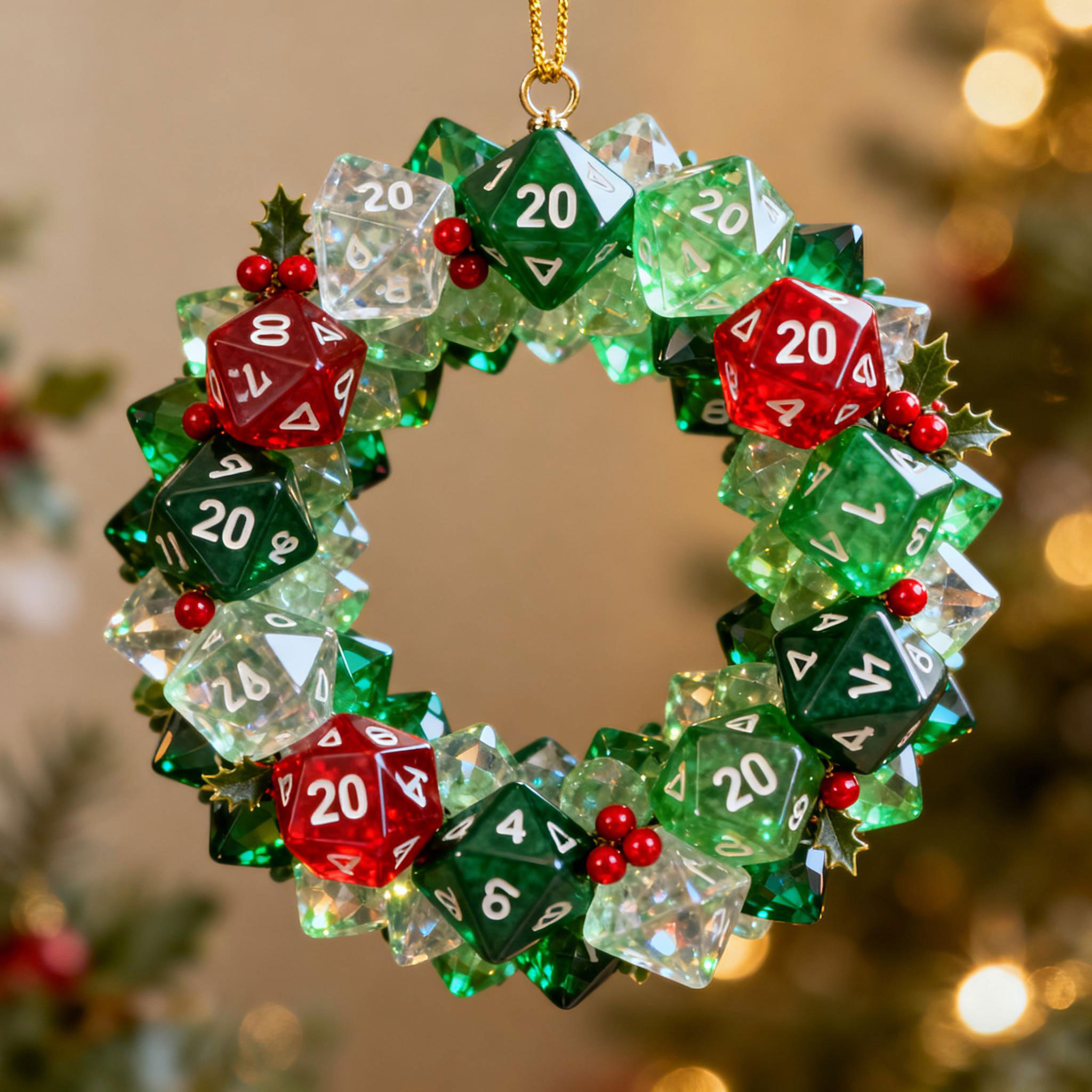D20 Christmas Wreath Ornament