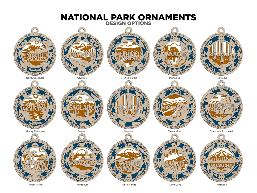 U.S. National Parks 3D Ornaments