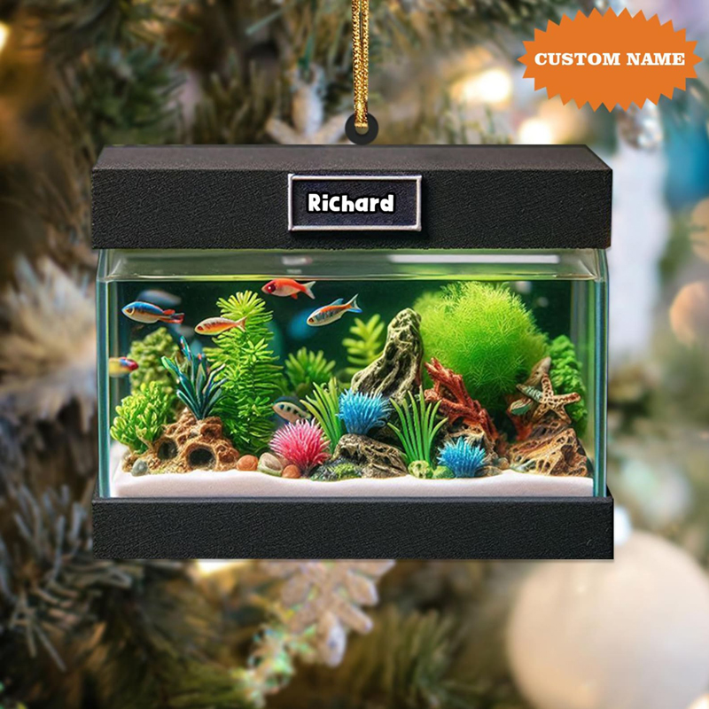 2D Flat Personalized Aquarium Christmas Ornament