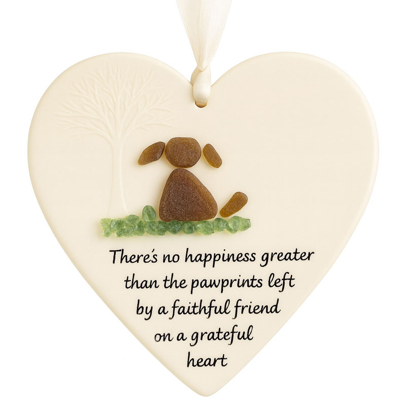 Faithful Friend Heart Ornament – Sea Glass Dog Keepsake