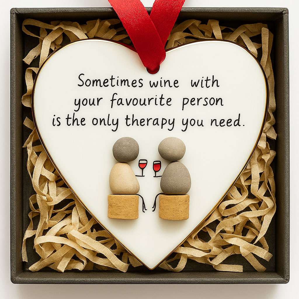 Wine & Love Heart Ornament