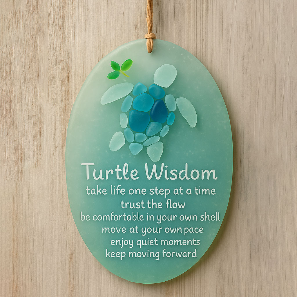 Turtle Wisdom Sea Glass Hanging Ornament