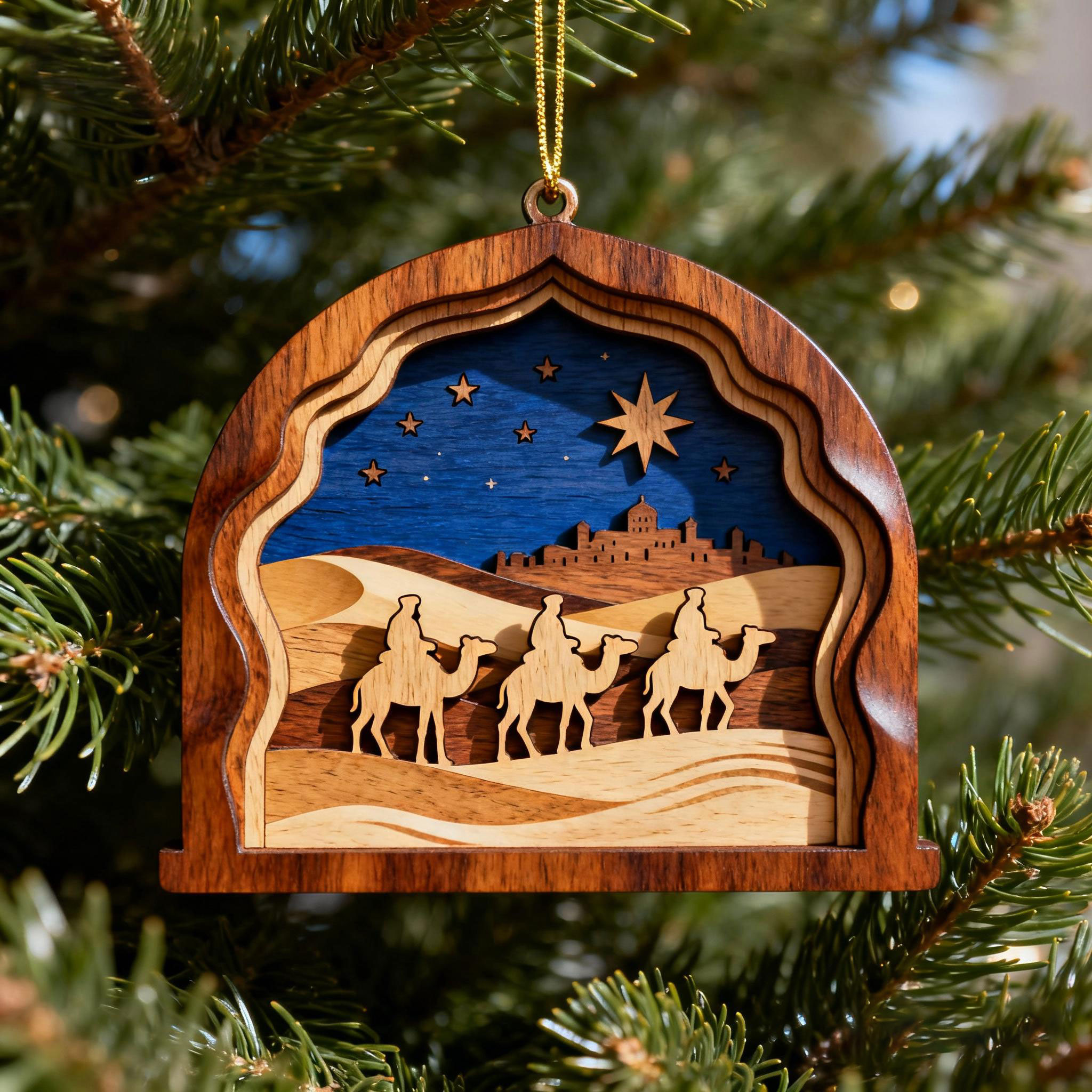 Wooden Nativity Scene Ornament