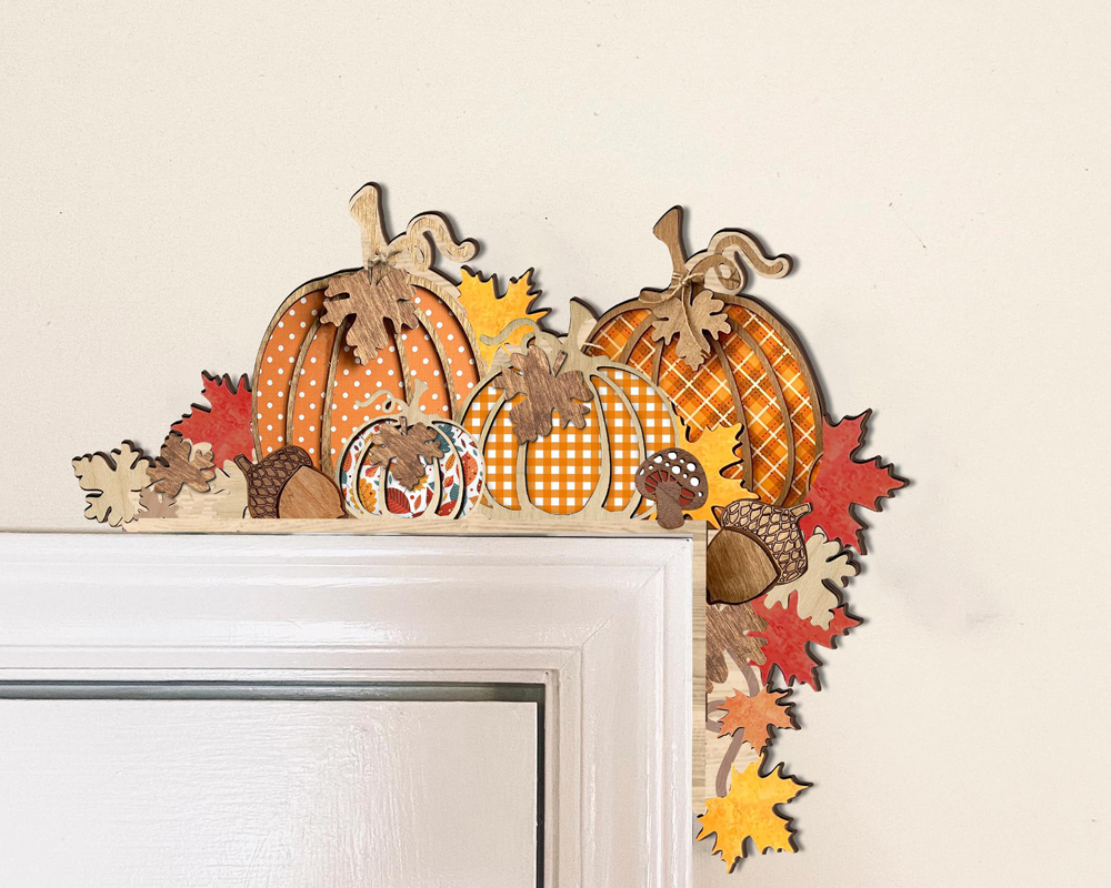 Wooden Fall Pumpkins Door Corner Decor