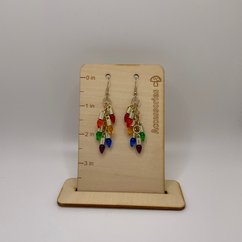 Rainbow Mini Christmas Bulb Chandelier Dangle Earrings