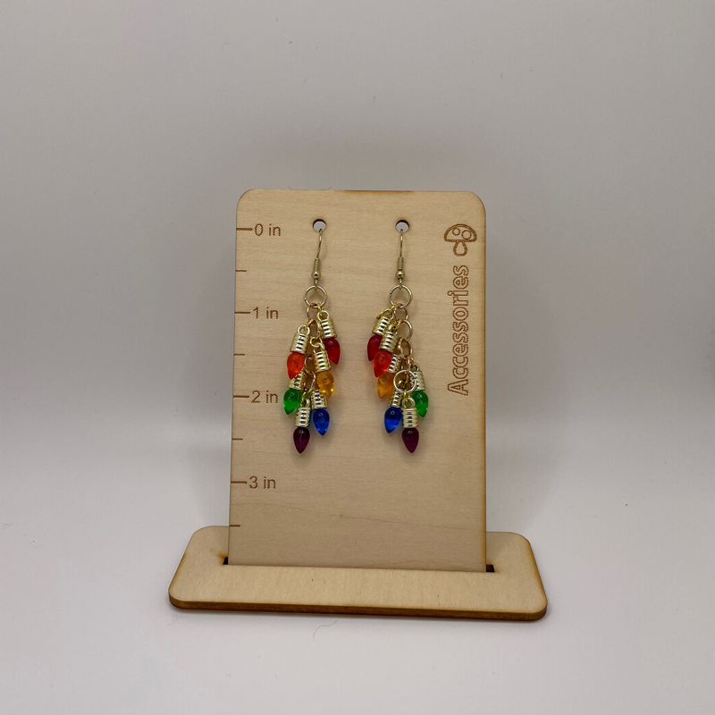 Rainbow Mini Christmas Bulb Chandelier Dangle Earrings