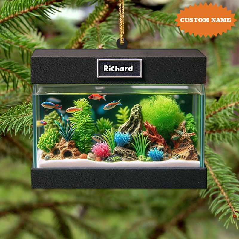 2D Flat Personalized Aquarium Christmas Ornament