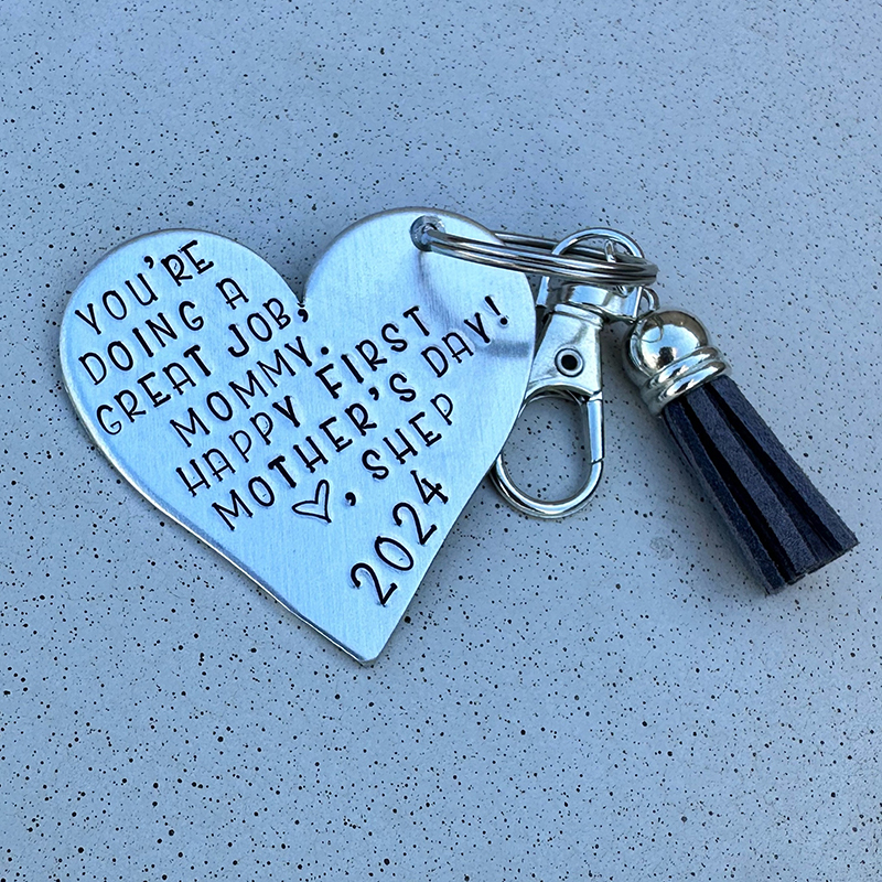 Personalized First Time Mom Keychain