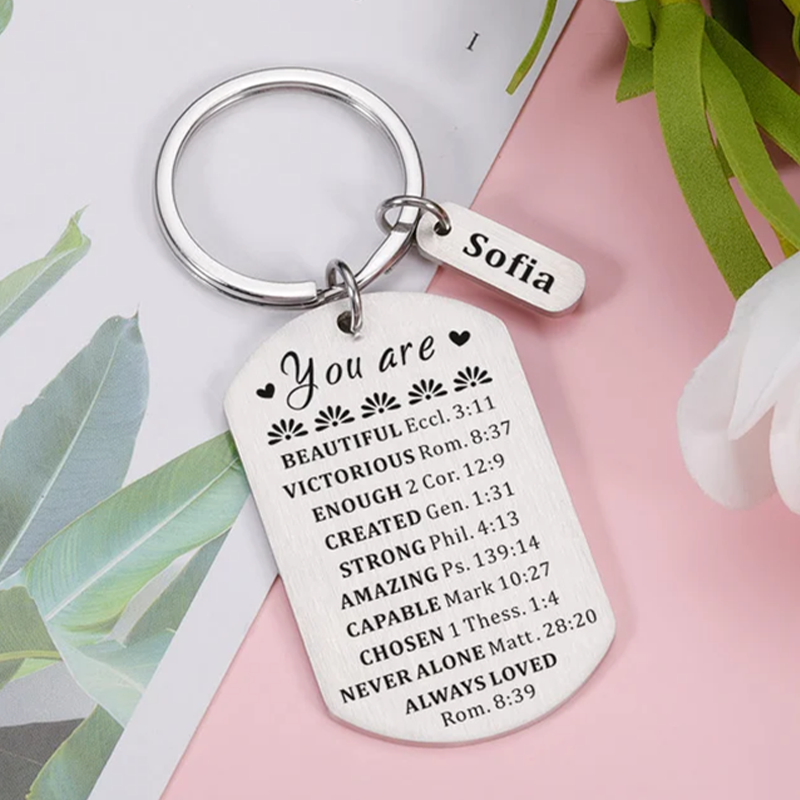 Bible Verse Inspirational Quote Keychain