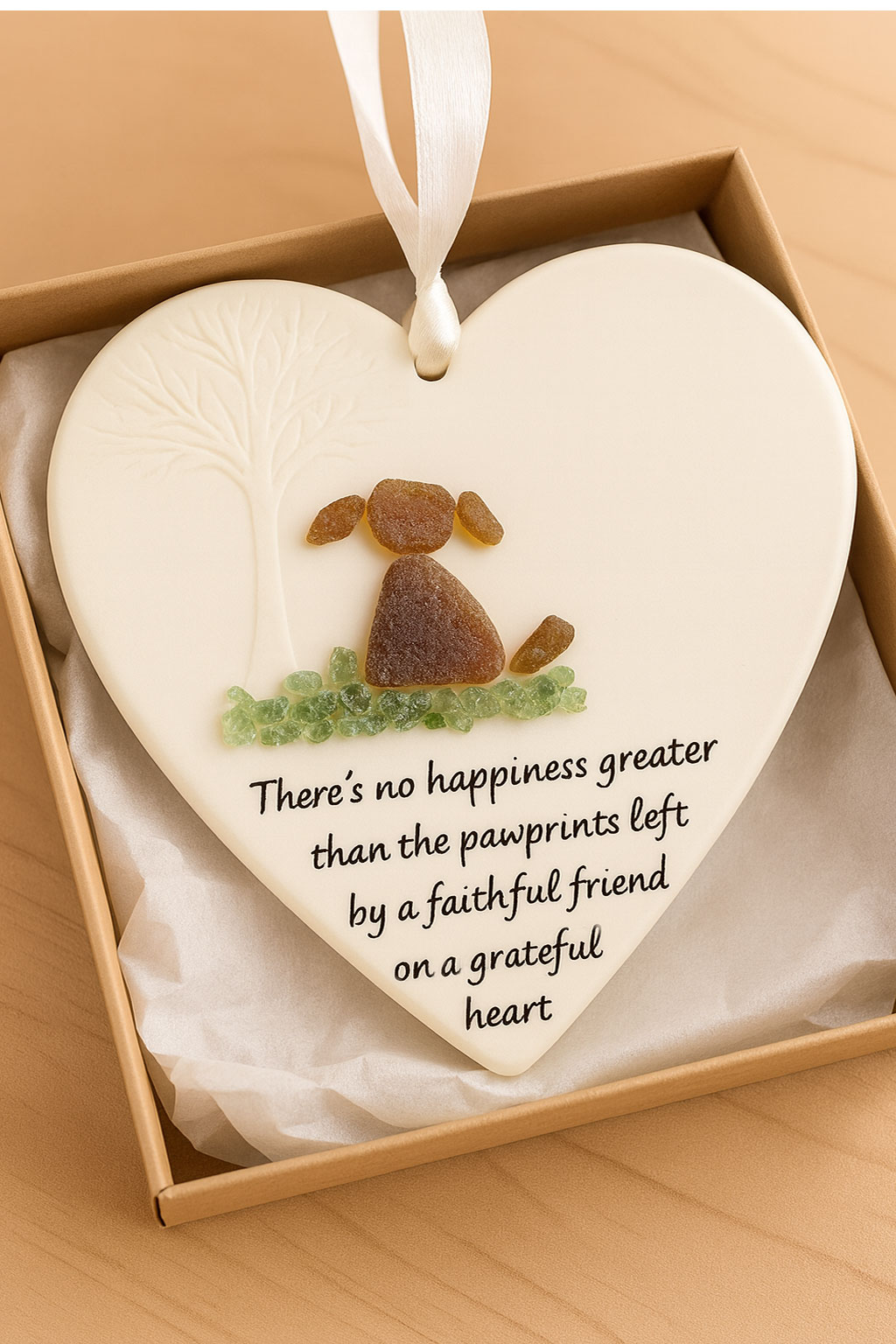 Faithful Friend Heart Ornament – Sea Glass Dog Keepsake