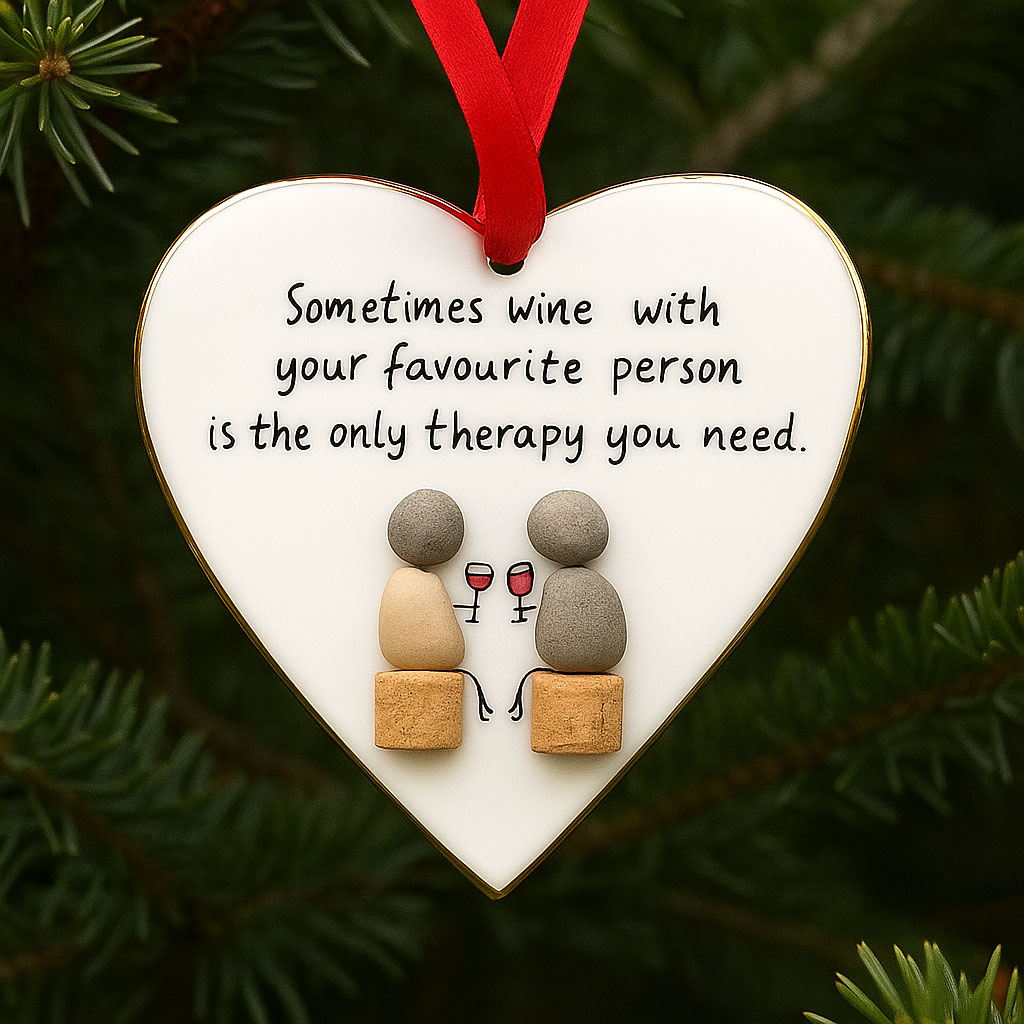 Wine & Love Heart Ornament