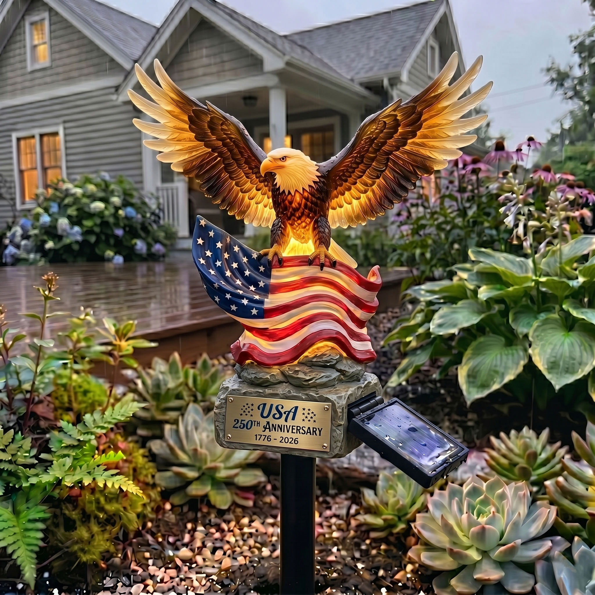 USA 250th Anniversary Solar Eagle Garden Light