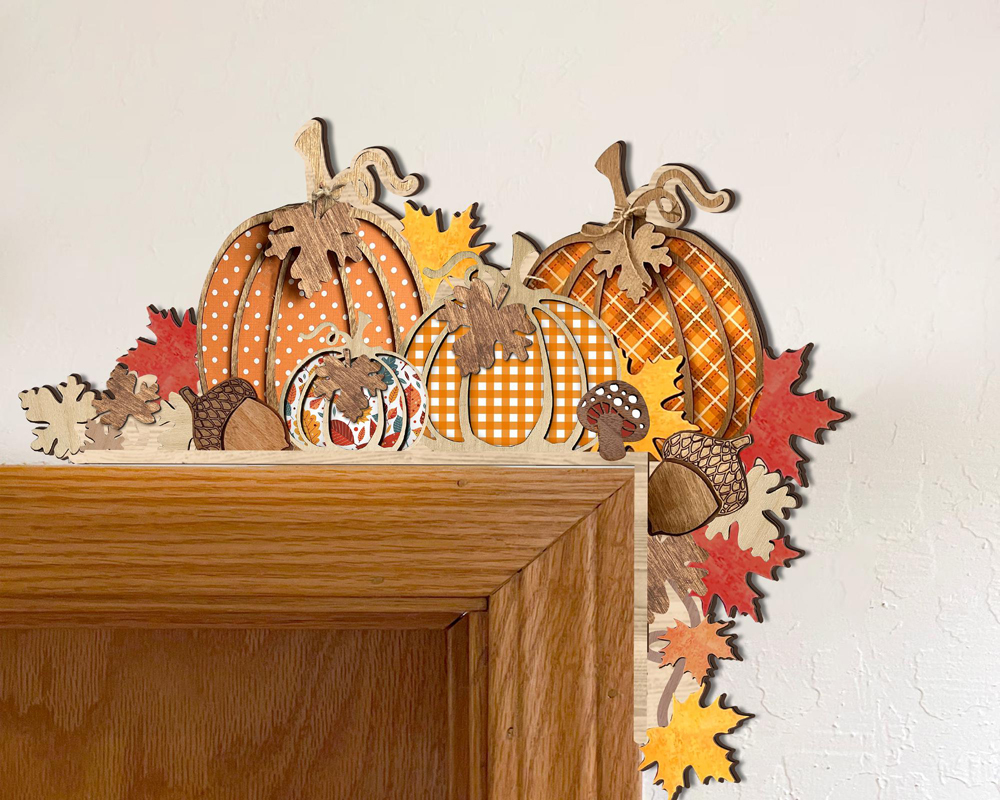 Wooden Fall Pumpkins Door Corner Decor