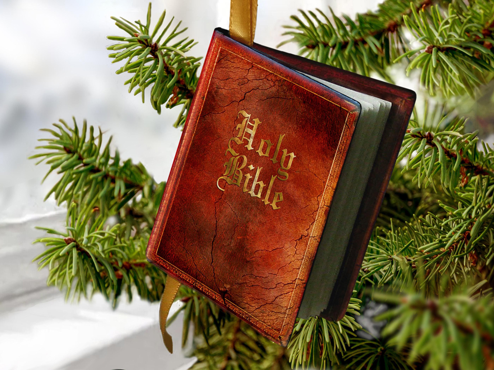 Miniature Bible Book Ornament with Christmas Nativity Story