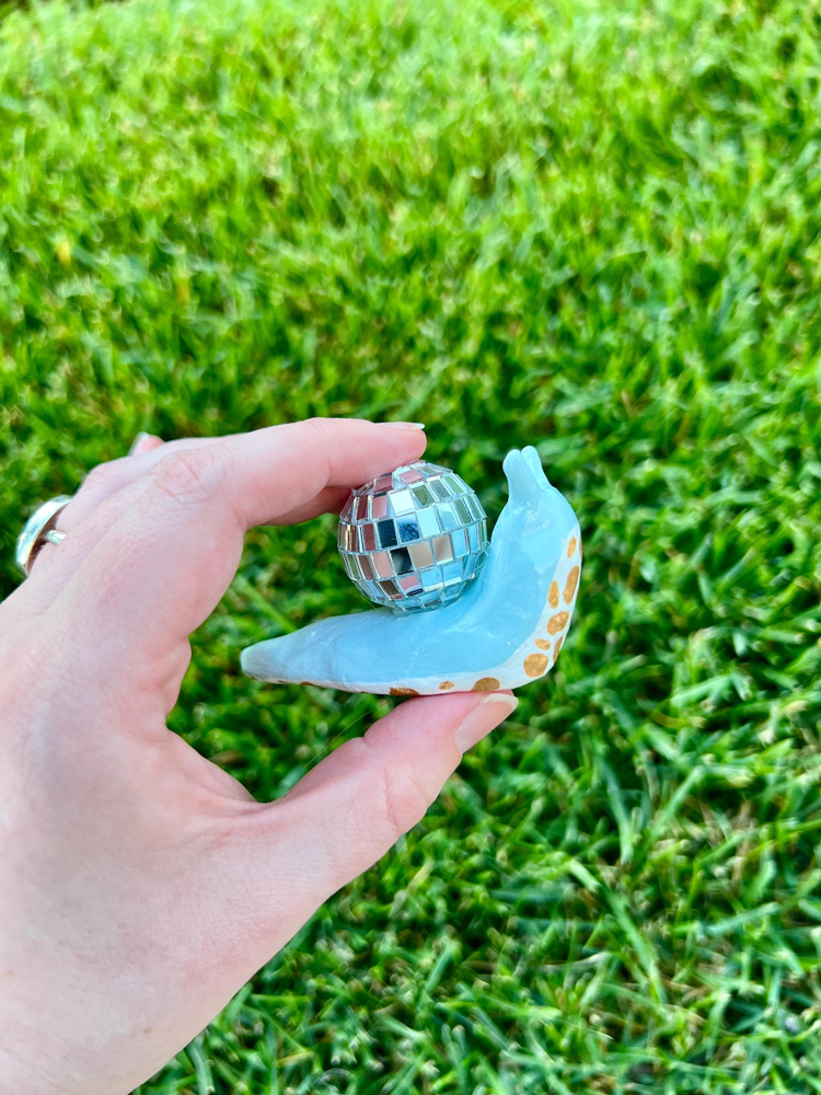 Disco Snail | Hand-sculpted and Painted Clay Snail