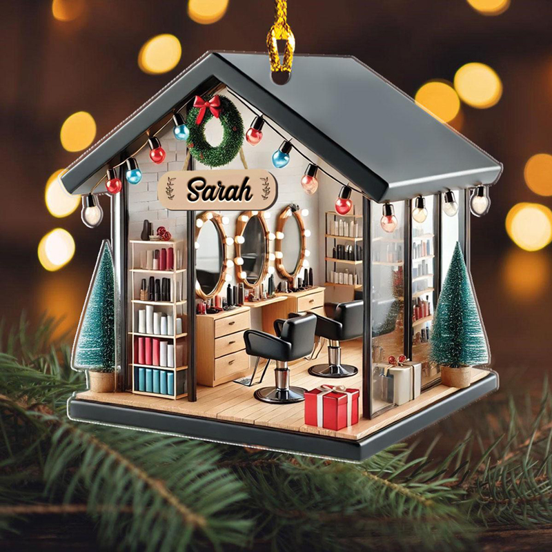 Personalized Hair Salon 2D Flat Printed Acrylic Ornament