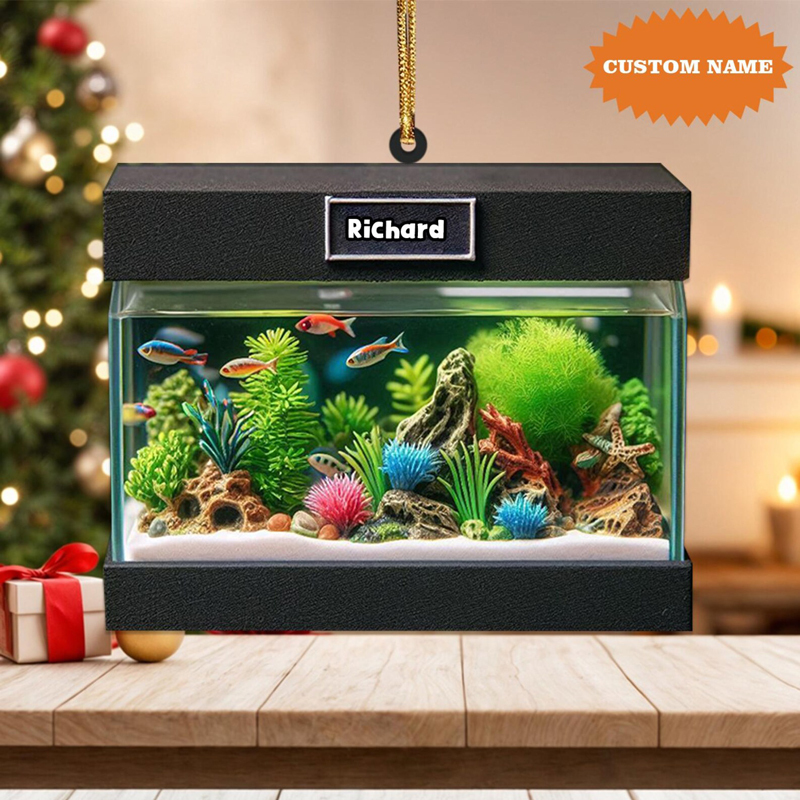 2D Flat Personalized Aquarium Christmas Ornament