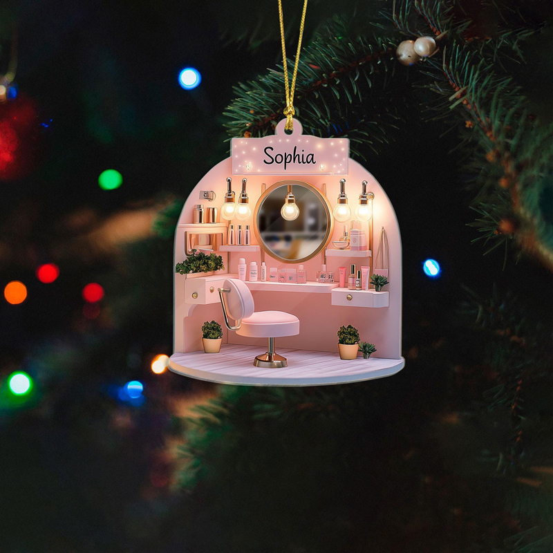 Personalized Pink Makeup Acrylic Ornament 2D FLAT