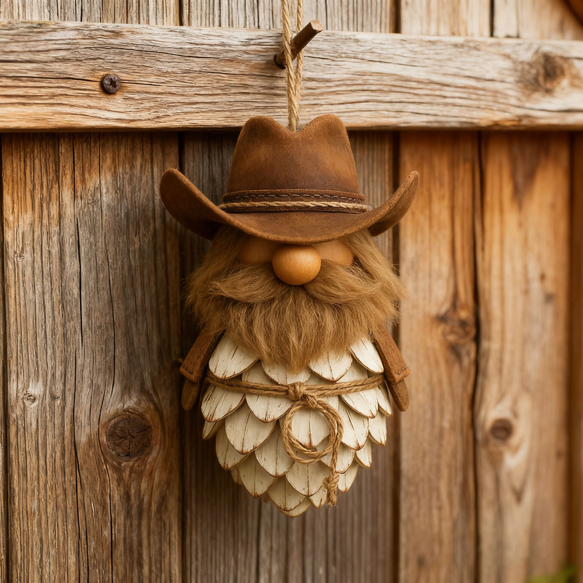Cowboy Pinecone Gnome Ornament –