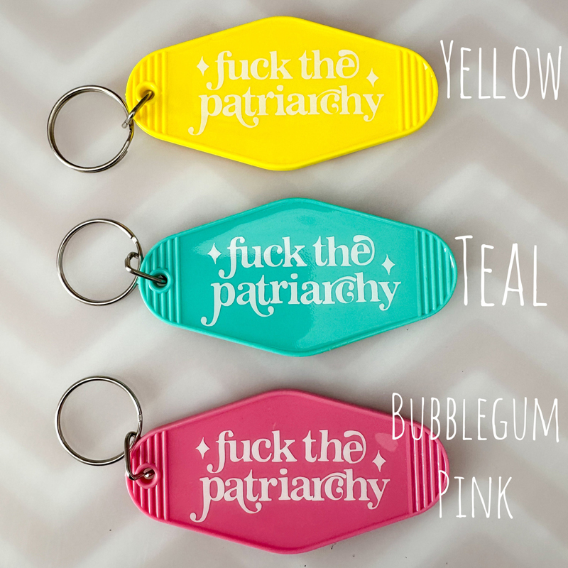 Fuck the Patriarchy Motel Keychain | Retro inspired Keyring