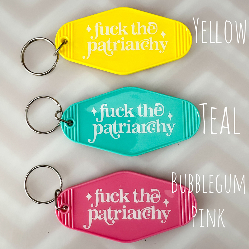 Fuck the Patriarchy Motel Keychain | Retro inspired Keyring