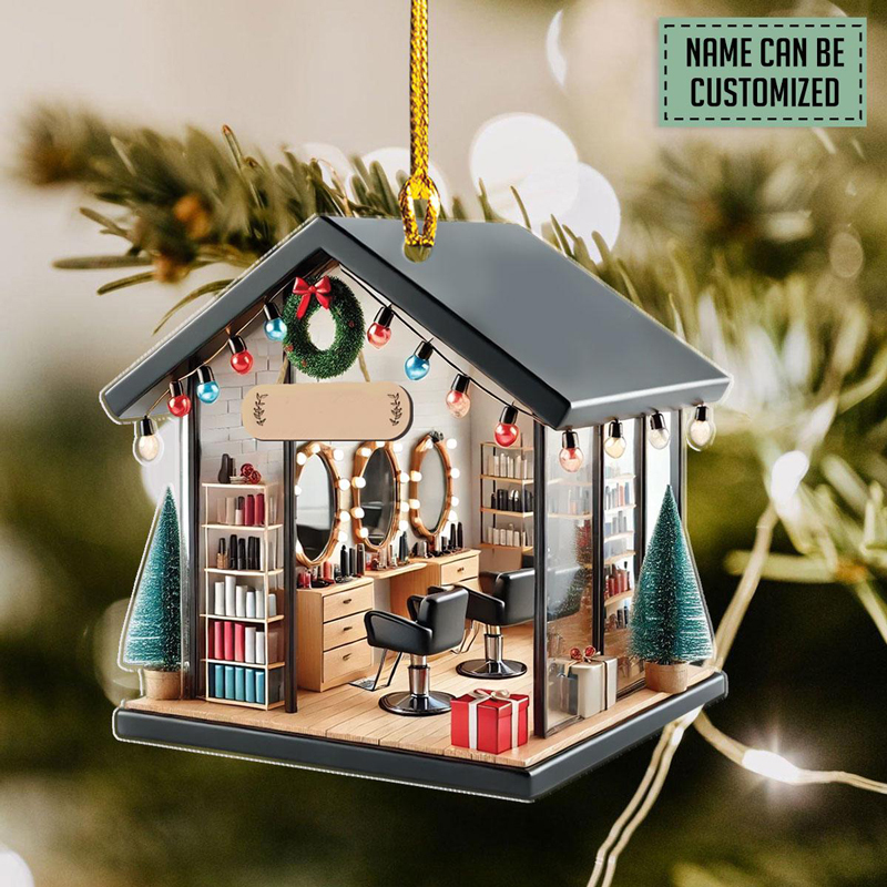 Personalized Hair Salon 2D Flat Printed Acrylic Ornament