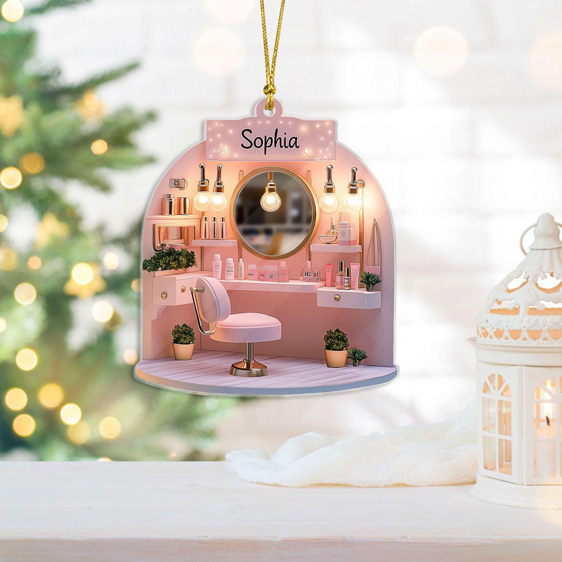 Personalized Pink Makeup Acrylic Ornament 2D FLAT