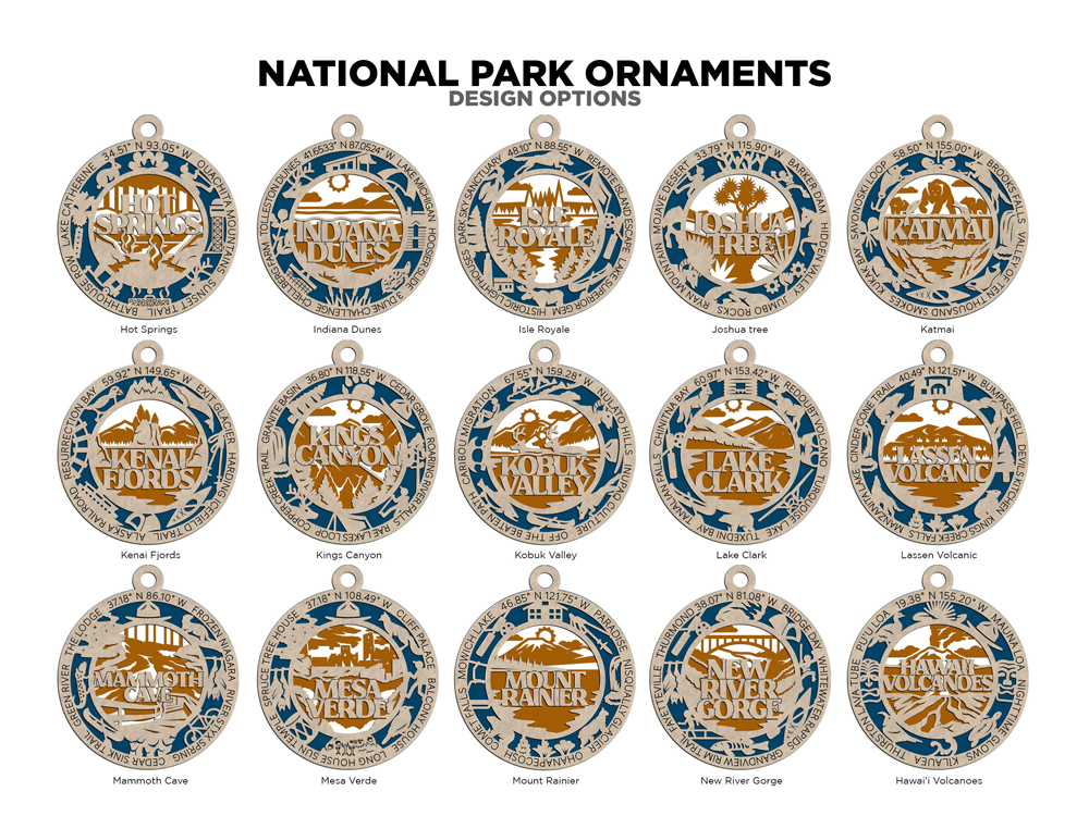 U.S. National Parks 3D Ornaments