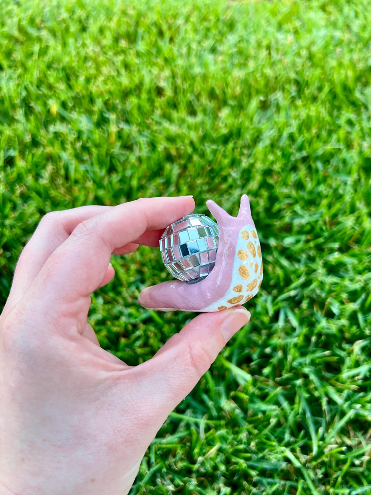 Disco Snail | Hand-sculpted and Painted Clay Snail