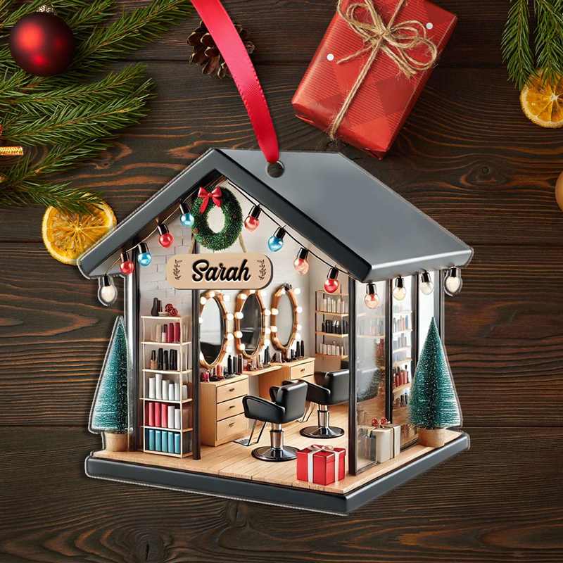 Personalized Hair Salon 2D Flat Printed Acrylic Ornament