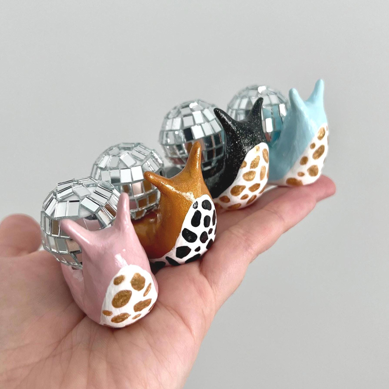 Disco Snail | Hand-sculpted and Painted Clay Snail
