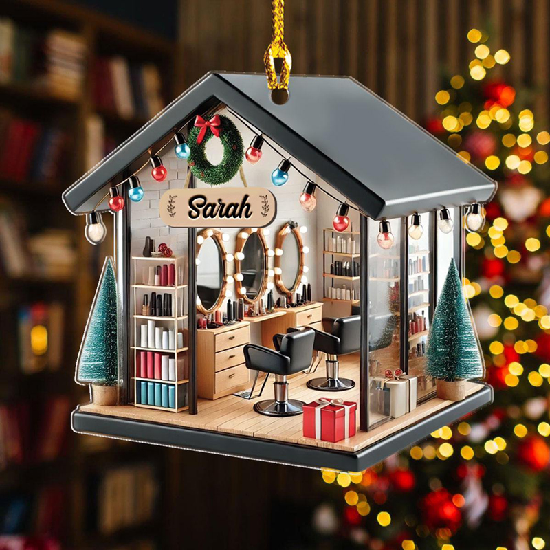 Personalized Hair Salon 2D Flat Printed Acrylic Ornament