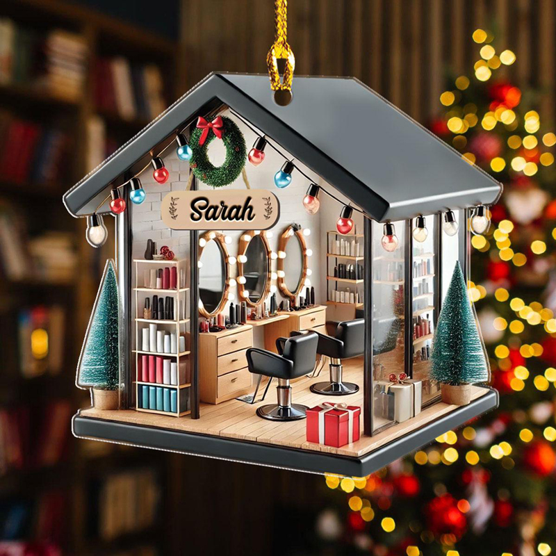 Personalized Hair Salon 2D Flat Printed Acrylic Ornament
