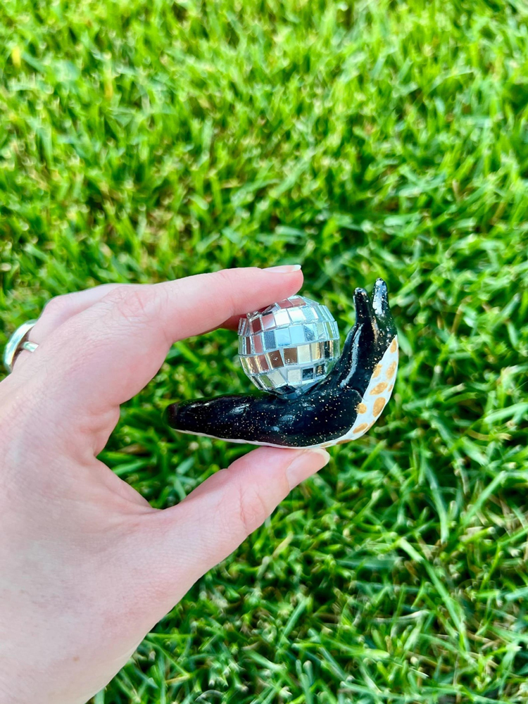 Disco Snail | Hand-sculpted and Painted Clay Snail