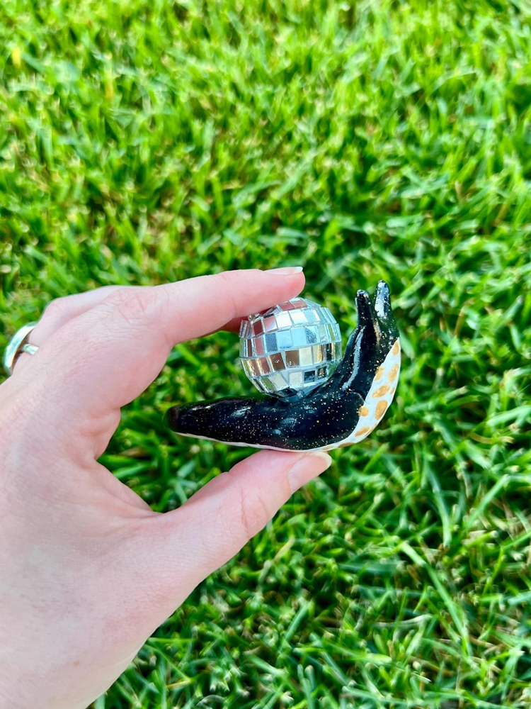 Disco Snail | Hand-sculpted and Painted Clay Snail