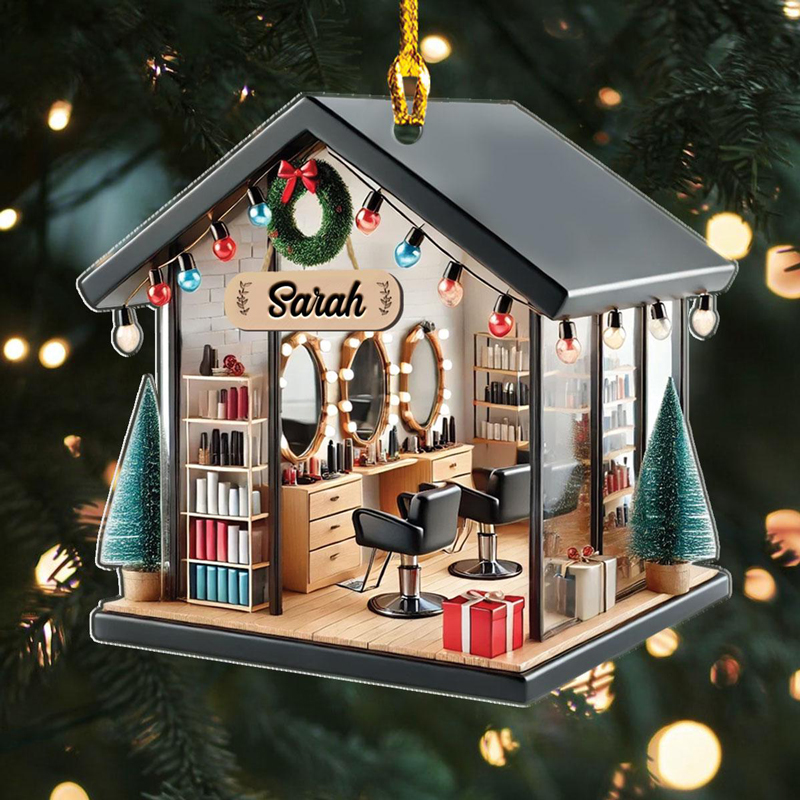 Personalized Hair Salon 2D Flat Printed Acrylic Ornament