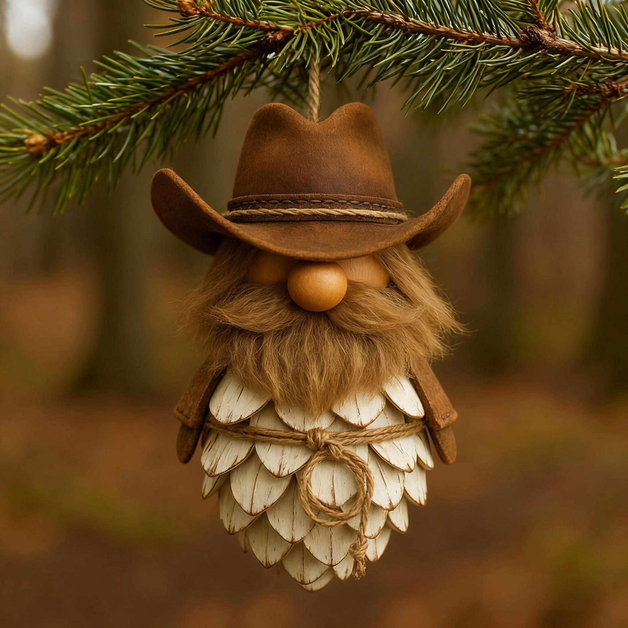 Cowboy Pinecone Gnome Ornament –