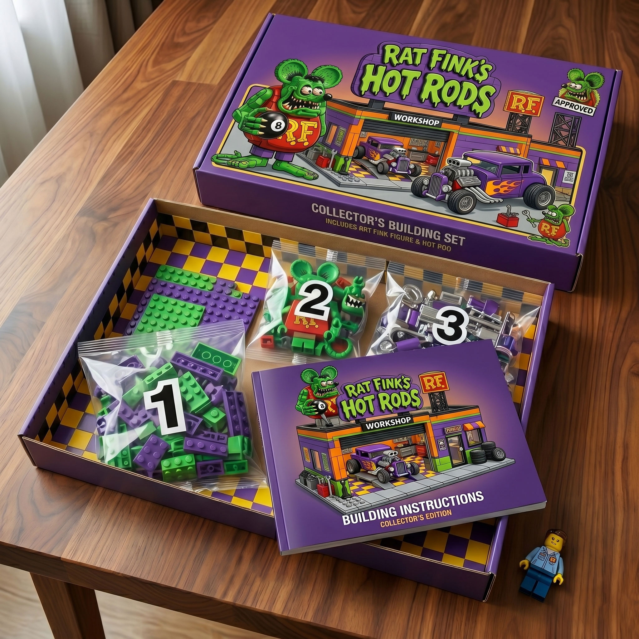 Rat Fink Hot Rods Workshop Brick Building Set