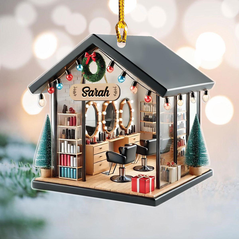 Personalized Hair Salon 2D Flat Printed Acrylic Ornament
