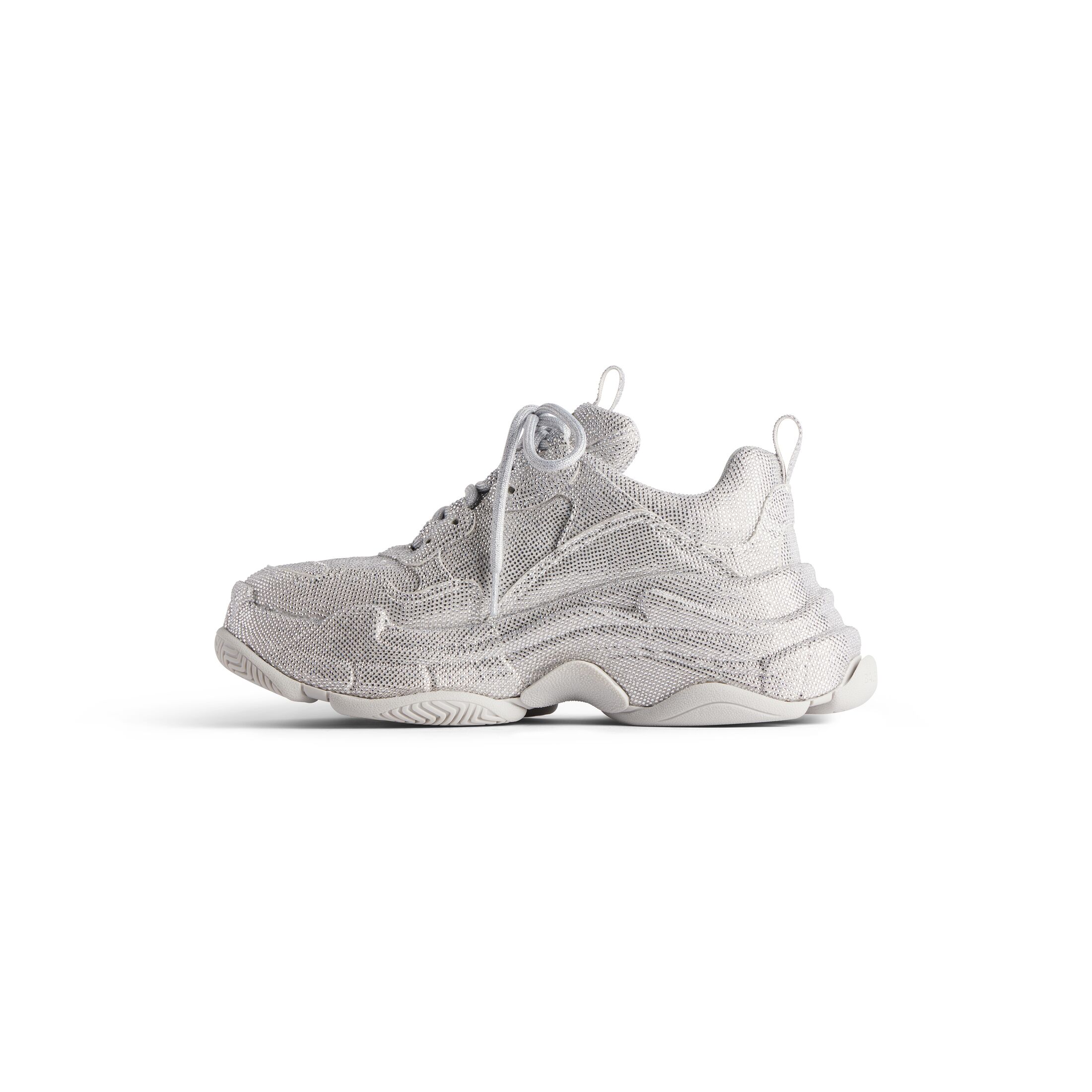 WOMEN'S TRIPLE S SNEAKER WITH RHINESTONES IN LIGHT GREY