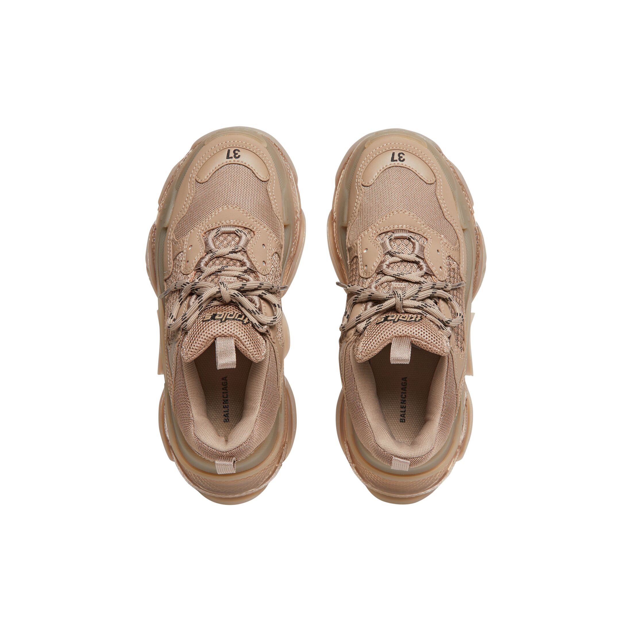 WOMEN'S TRIPLE S CLEAR SOLE SNEAKER IN BROWN
