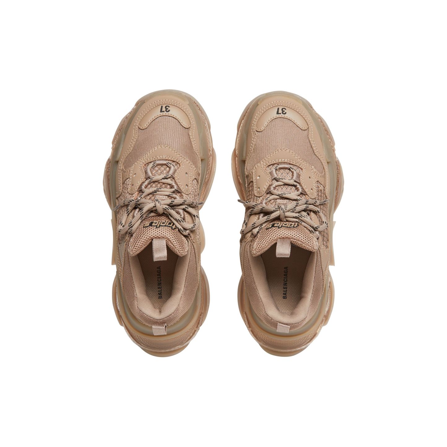 WOMEN'S TRIPLE S CLEAR SOLE SNEAKER IN BROWN